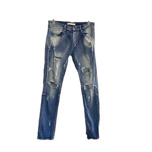 KDNK‎ 11 4 14 11 Men’s Distressed Destroyed Jeans Blue Size 34